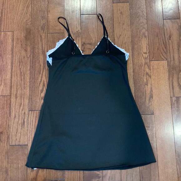 Y2K Black Lace Trim Slip Dress Mini Goth Coquette Babydoll Grunge Fairycore - Picture 7 of 7